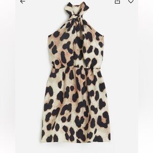 H&M Leopard Print Halter Mini Dress- Size Small